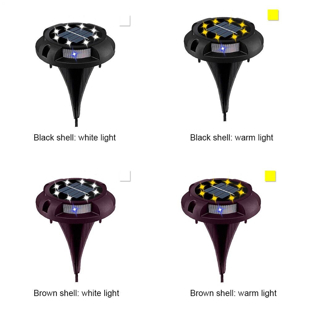 8pcs Ground Light Yard Landscape Decorative Corridor Lawn Bright 8 LED Outdoor Garden Driveway Solar Power Sidewalk Waterproof