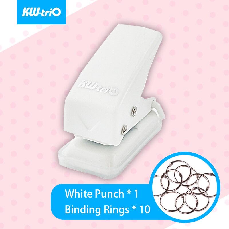 KW-triO Mini Single Hole Punch Plastic Notebook Hole Puncher Portable Planner Circular Punch Scrapbook Perforating Cutter Pliers: White Punch-Rings