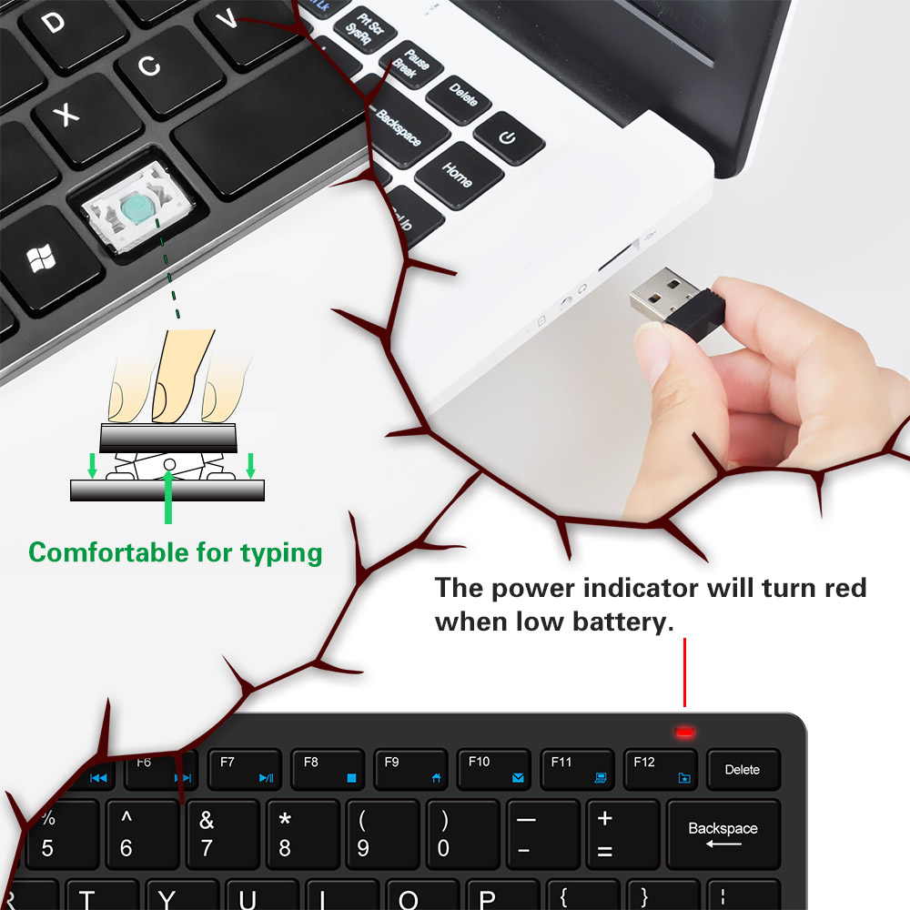 Wireless Keyboard and Mouse Combo 2.4 GHz Wireless Mouse Multimedia Keys for PC Windows XP /7/8/10 Android Smart TV Box