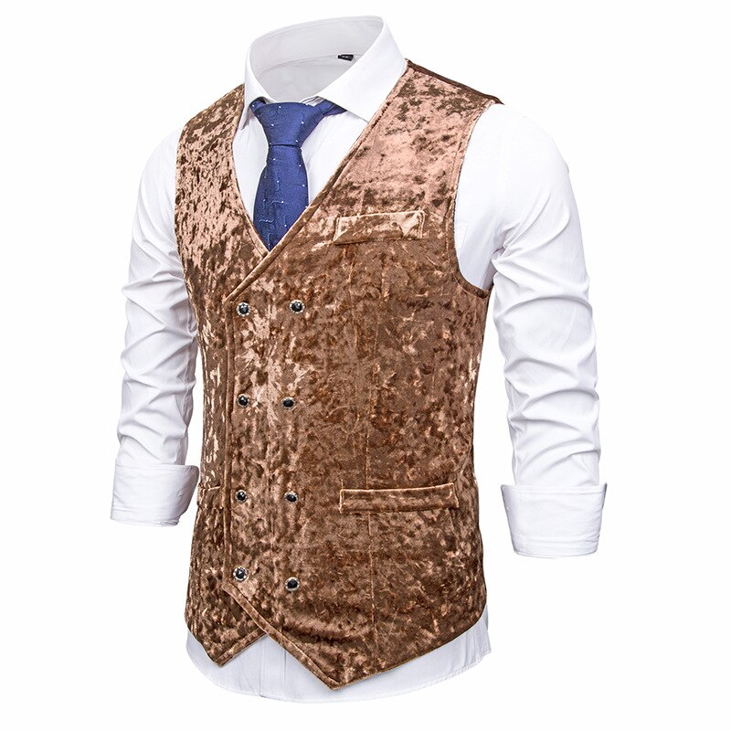 Mens Zweireiher Anzug Weste Neue Marine Samt Weste Männer schlank passen Geschäft lässig Weste Männlichen Chalecos Para hombre