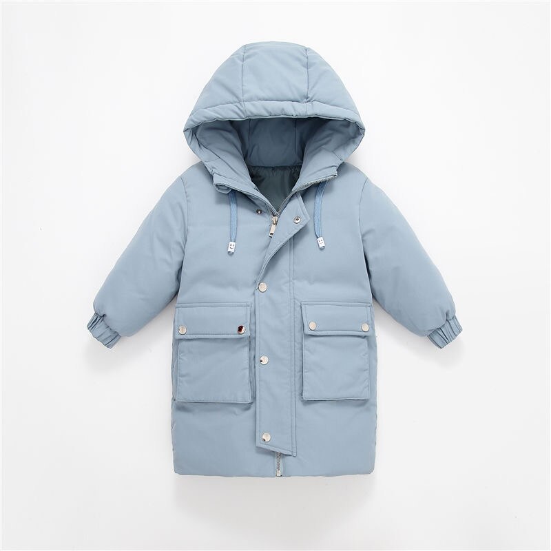 4-10 jahre freundlicher Unten Jacke Winter Mädchen Junge 90% Weiße Ente Unten Mäntel Mit Kapuze draussen Verdicken Warme Lange schnee Tragen freundlicher Jacken: Himmel Blau / 110cm