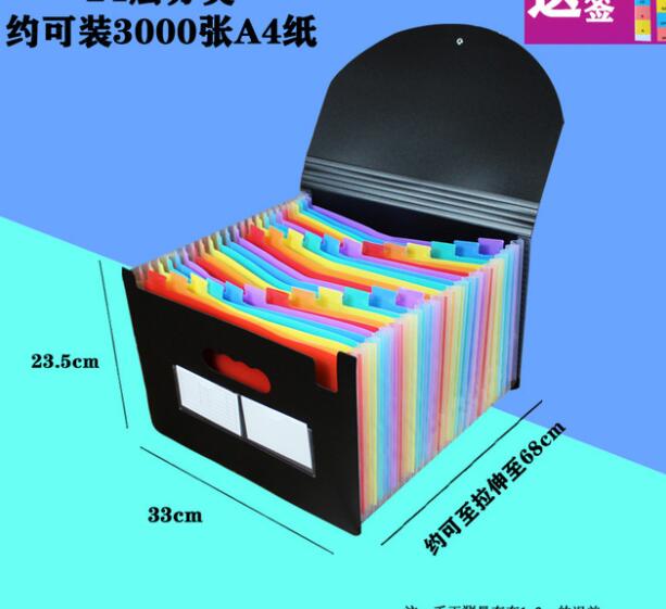 Expanding A4 File Holder Office Supplies Plastic Rainbows Organizer A4 Letter Size Portable Documents Holder Desk Storage: 24 Multicolor Cover