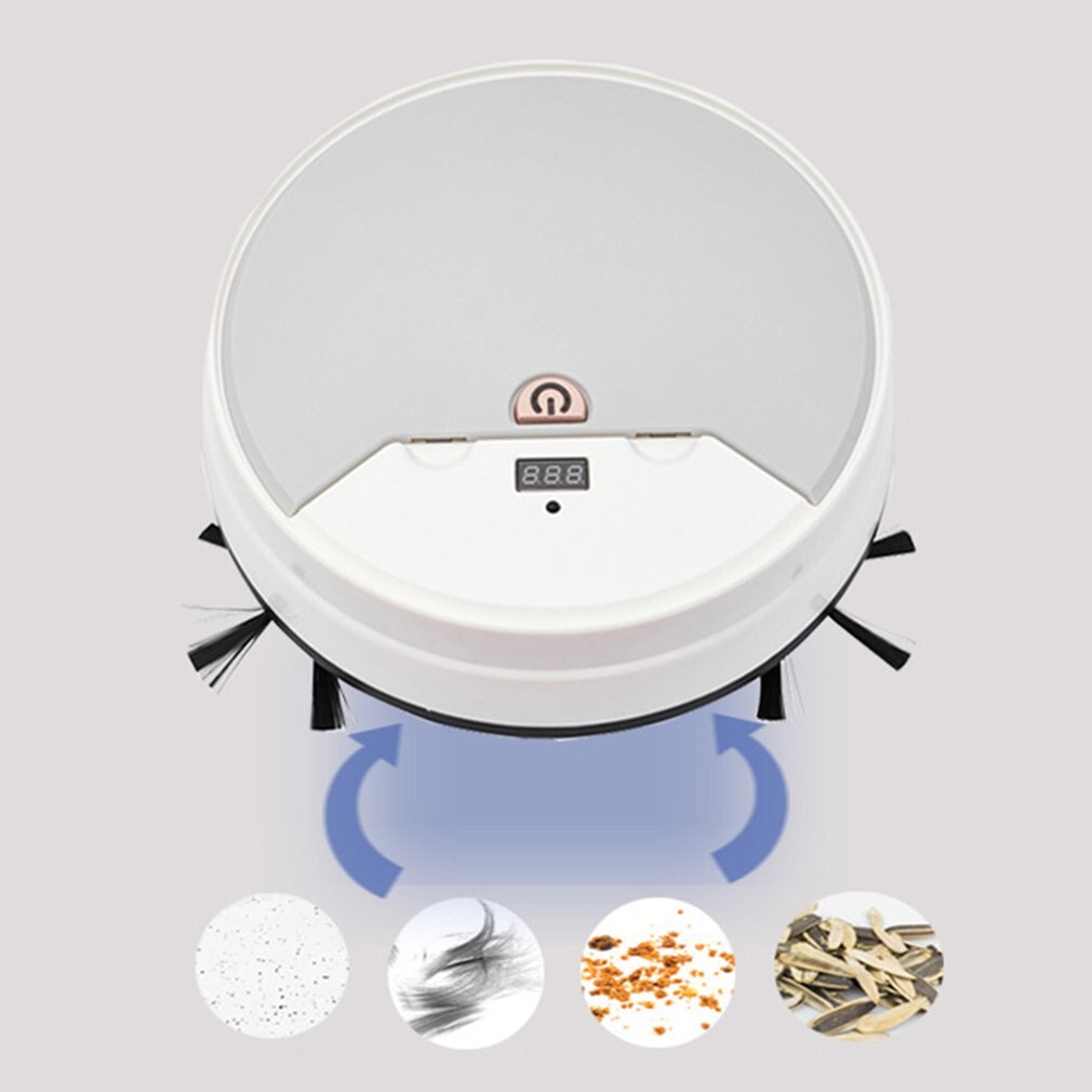 Light Robot Vacuum Cleaner with Strong Suction and Remote Control Super Quiet Ultra-slim Body Touch Switch Dust Box CE: White