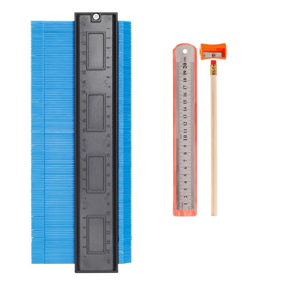 4PCS/lot Contour Gauge Shape Duplicator Outline Profile Shape Contour Duplications Guage, Irregular Shapes Copy Measure Ruler: 10 Inch-Blue