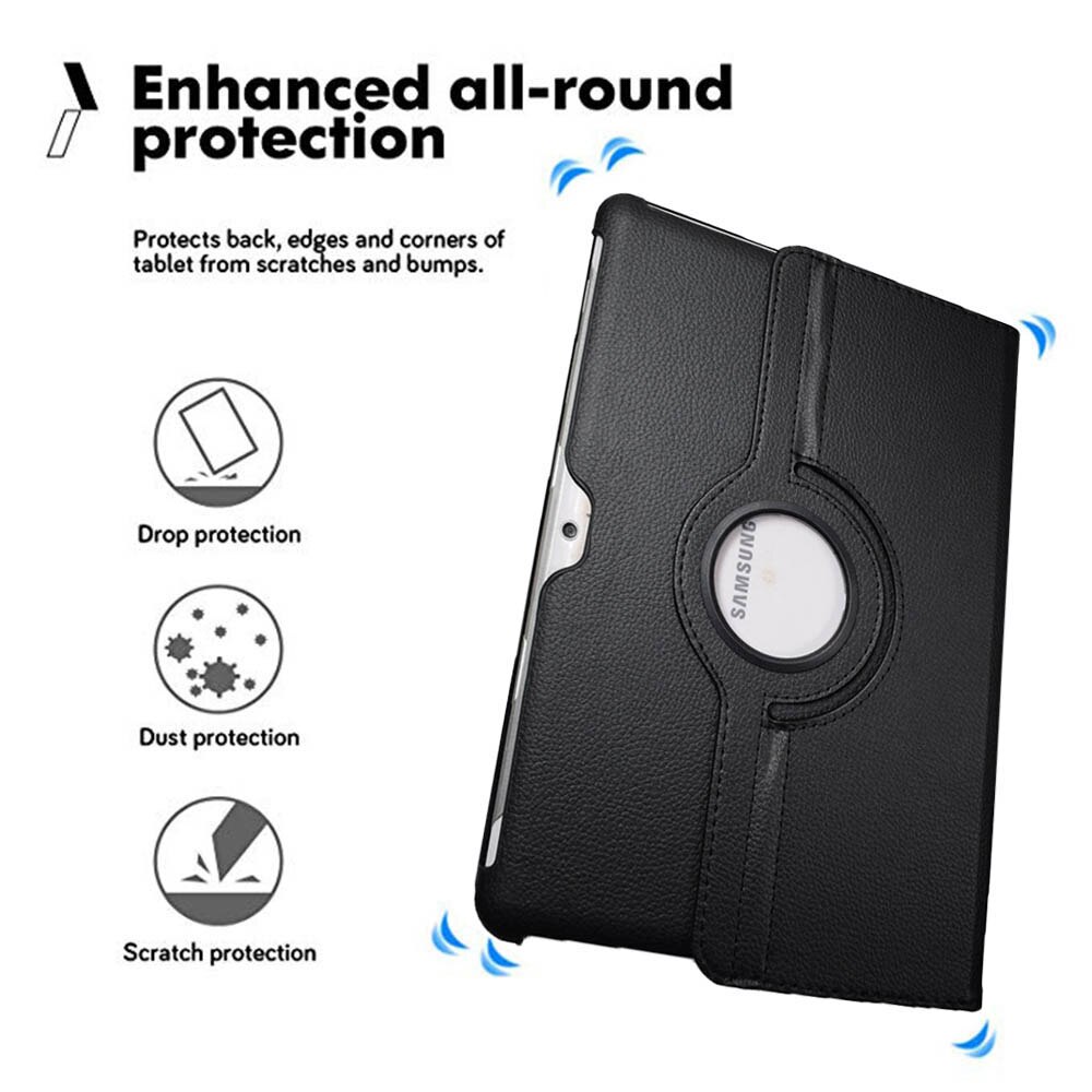 Funda giratoria para tableta Samsung Galaxy Tab 2 360, GT-P5100 de GT-P5110, GT-P5113 de cuero PU, soporte de prevención de caídas, 10,1