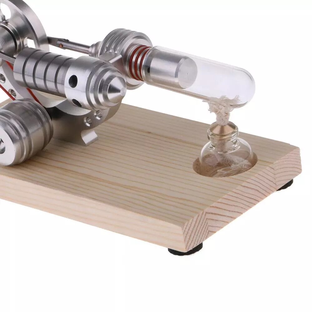 Aibecy Mini Air Stirling Engine Motor Model Electricity Generator Wooden Base Physics Science Educational Toy