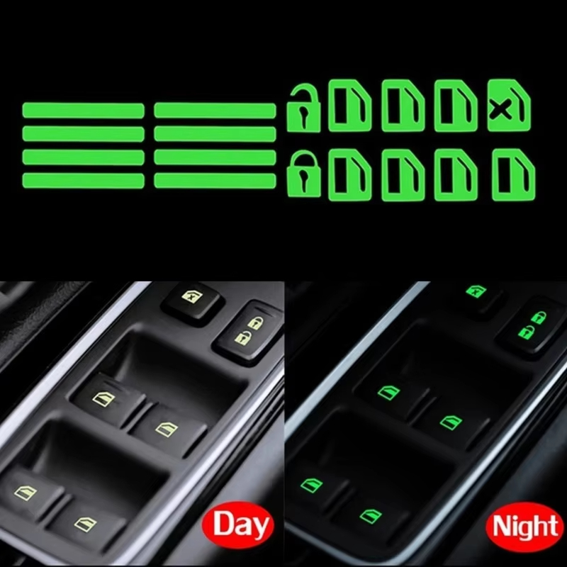Auto Fenster Geschmack Leuchtende Aufkleber Auto Stil Leuchtende Aufkleber Fensterheber Schalter Nacht Fluoreszierende Aufkleber Auto Innen Aufkleber