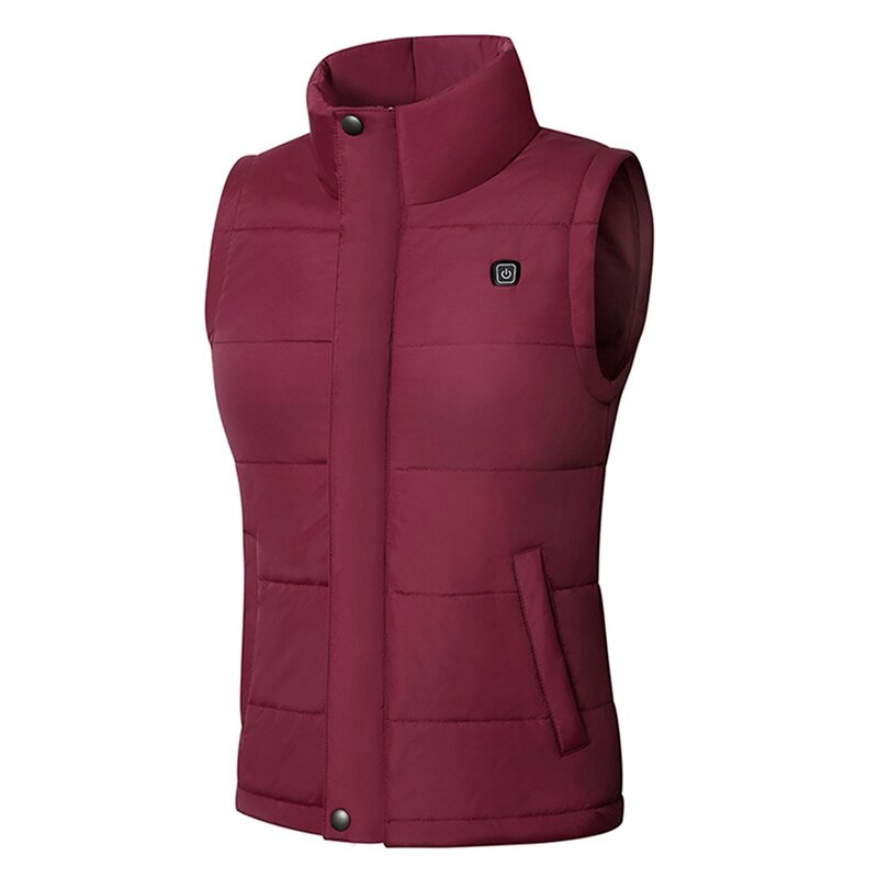 Chaleco inteligente de algodón con calefacción para invierno, chaqueta térmica de 3 engranajes ajustable con USB, 5 áreas de calefacción, ropa cálida: Rojo / L
