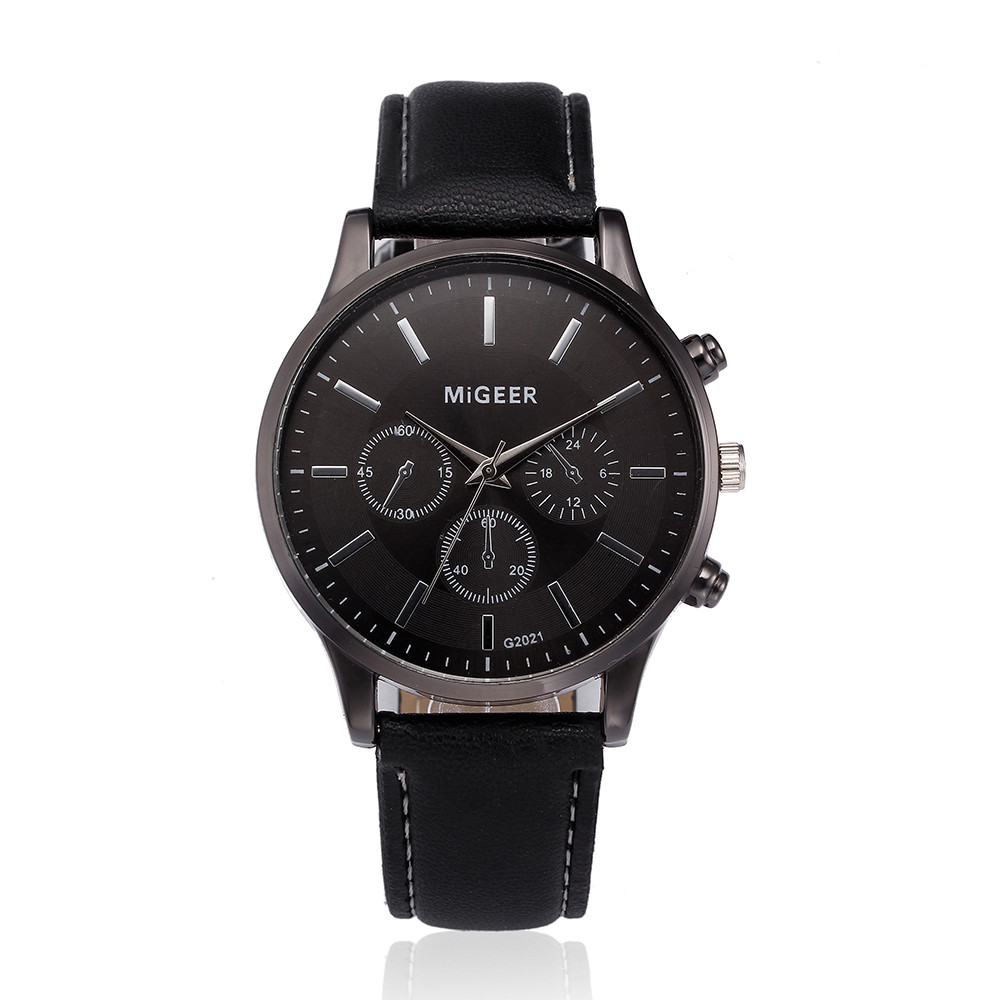 MiGEER – montre-bracelet en cuir pour hommes, rétro, alliage analogique, à Quartz, tendance, 30X