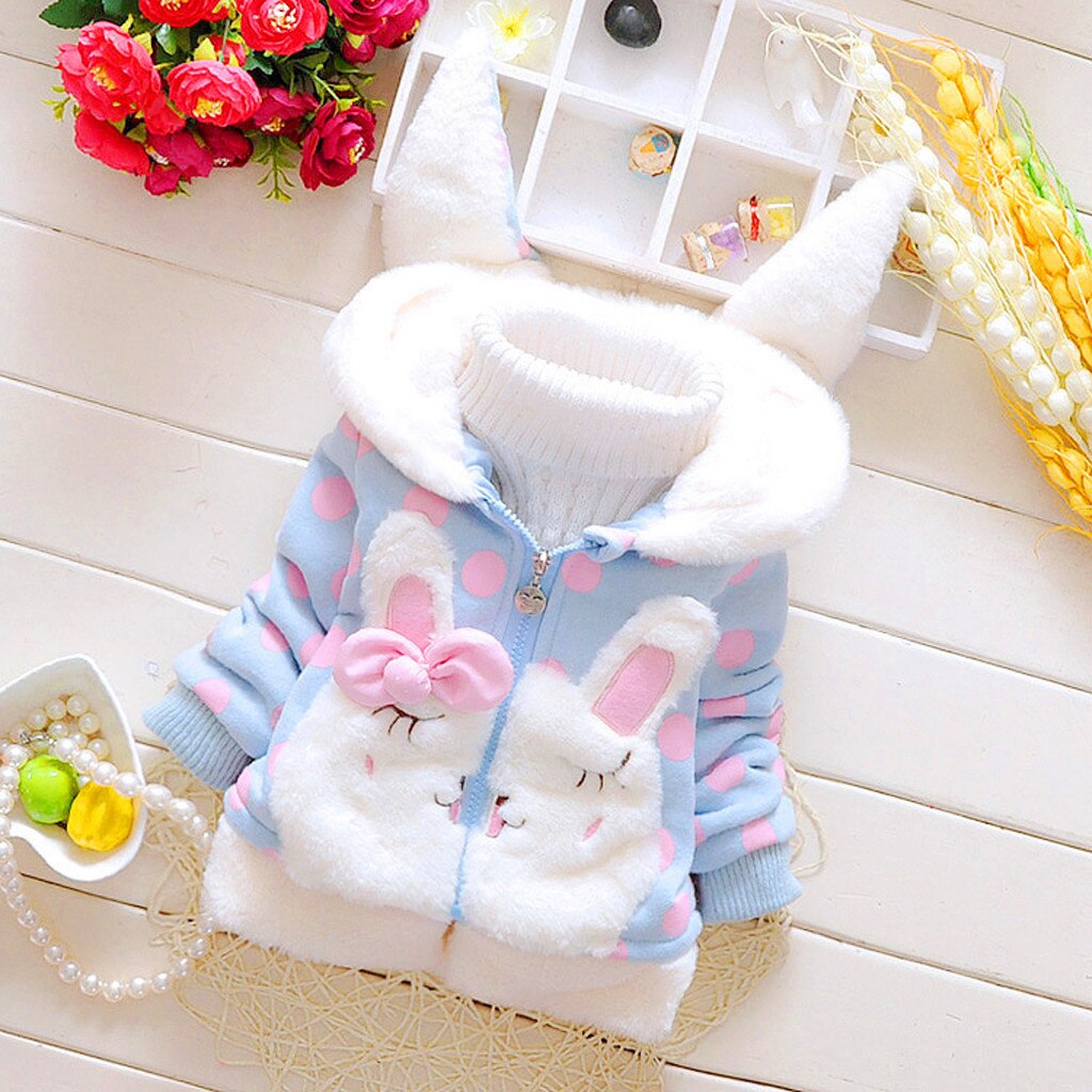 Winter Peuter Kids Baby Meisjes Fleece Jas Dikke Konijnenoren Hooded Uitloper Warm Baby Kids Peuter Meisjes Jassen Jas Kleding