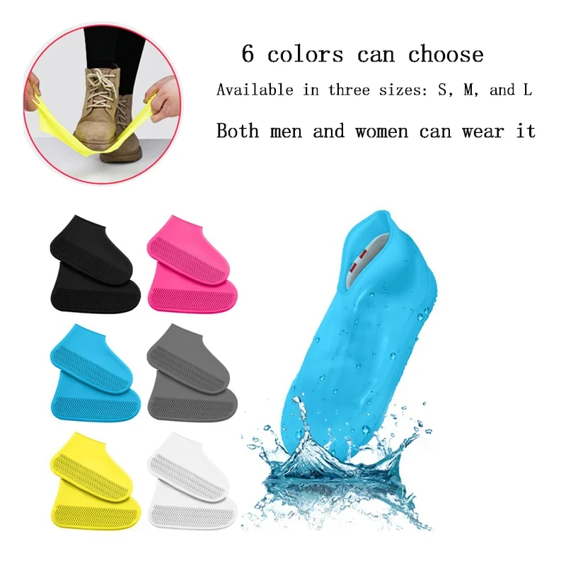 1 par de cubrezapatos de goma para botas de lluvia para uso en exteriores, cubrezapatos impermeables de silicona, cubrezapatos para días lluviosos, lluvia antideslizante reutilizable