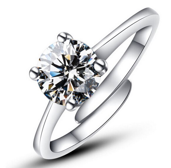 Cz Ringen Voor Vrouwen Anel Zilveren Kleur Bruiloft Sieraden Verstelbare Engagement Ring Bague Femme