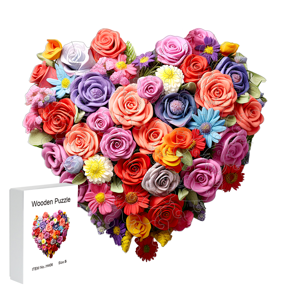 Wooden puzzle Valentine flower box exquisite Valentine's Day irregular animal shape puzzle adult decompression: green