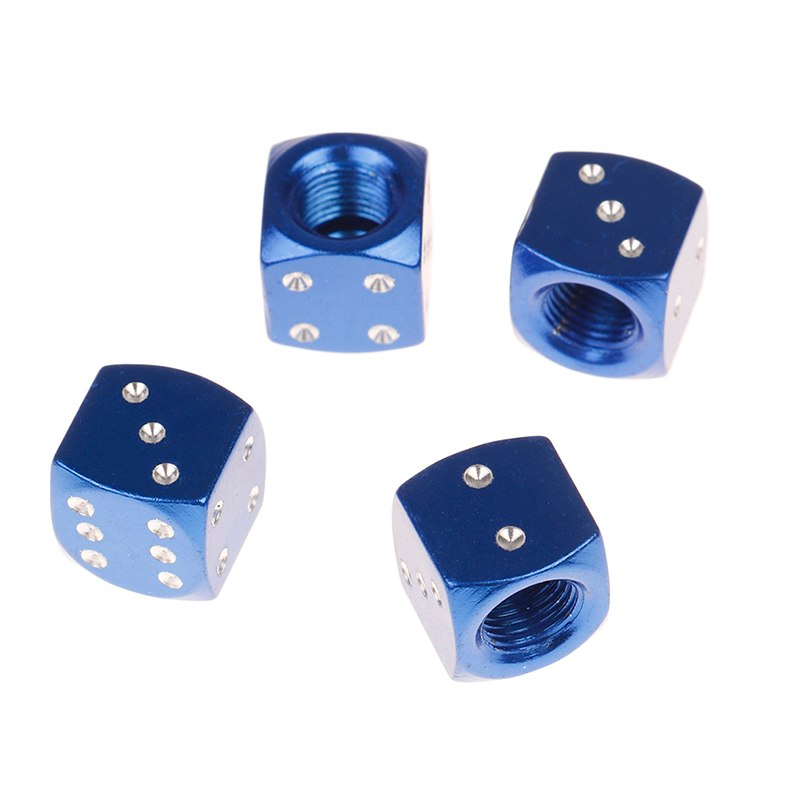 4 unids/lote tapones para vástago de válvula Universal dado neumático coche camión Auto tapa de vástago de válvula tapas llantas de rueda 12mmX12mmX12mm: Azul