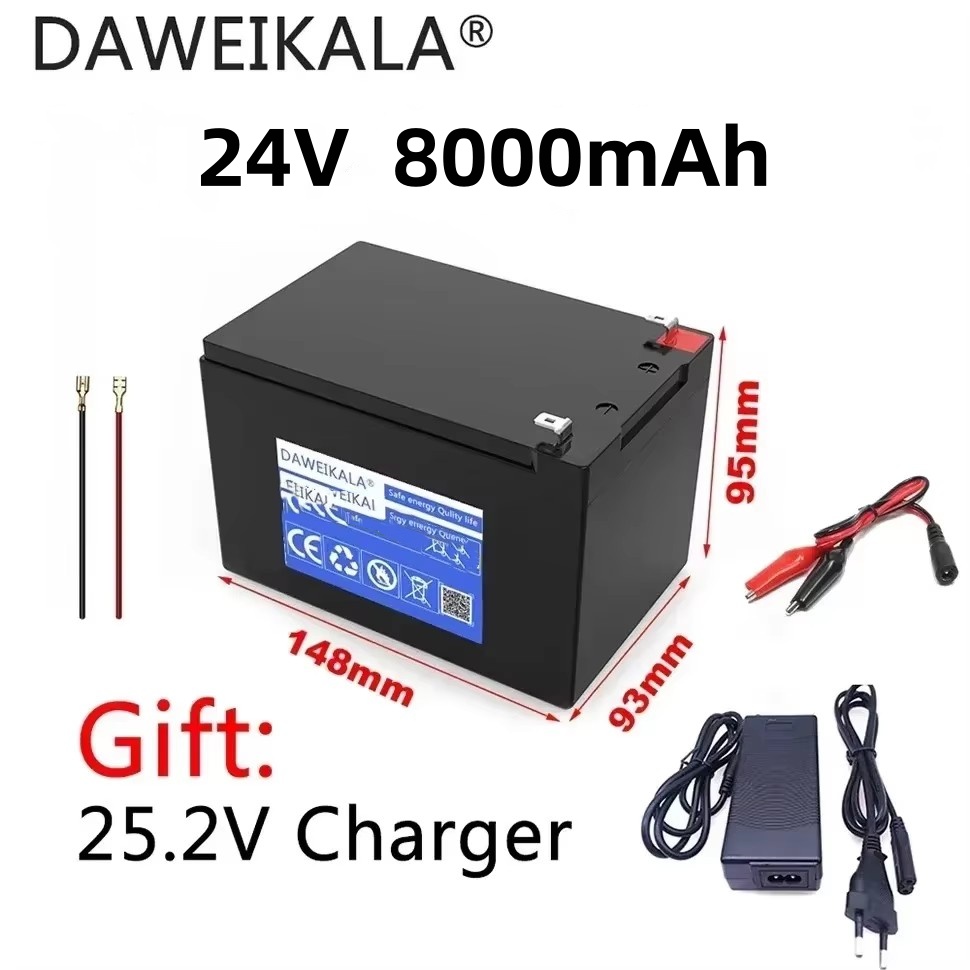 Batterie 24V 20Ah 18650 batterie au lithium batterie Rechargeable pour batterie de véhicule électrique à énergie solaire + chargeur 25.2v2A: Violet