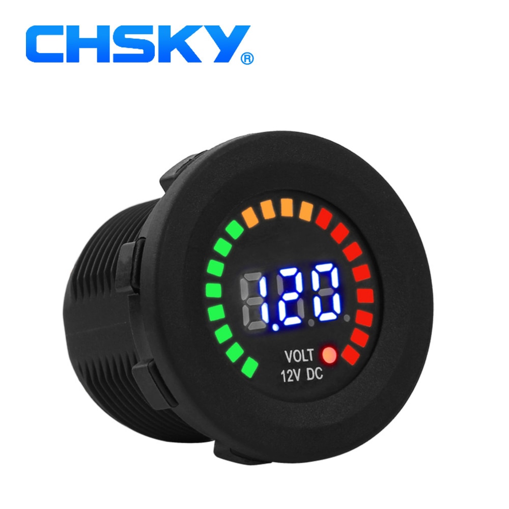 CHSKY 12 V Motorfiets Volt Meter Gauge Auto LED Digitale Display Voltmeter Waterdichte Voltage Volt Meter Sigarettenaansteker Adapter