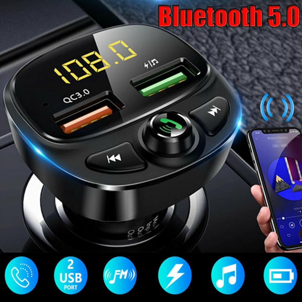Car FM Transmitter Bluetooth 5.0 Fast charge 3.0 Wireless Car MP3 Player 5V 2.4A Car USB Charger TF Card U disk Radio Adapter