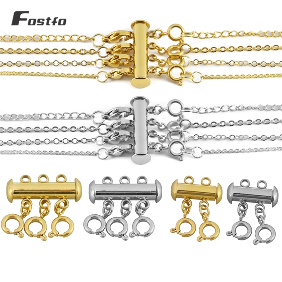 Fostfo Slide Tube Lock Spacer Clasp Multi Strands Magnetic Tube Lock Layered Necklaces Bracelet Connectors For Jewelry Supply