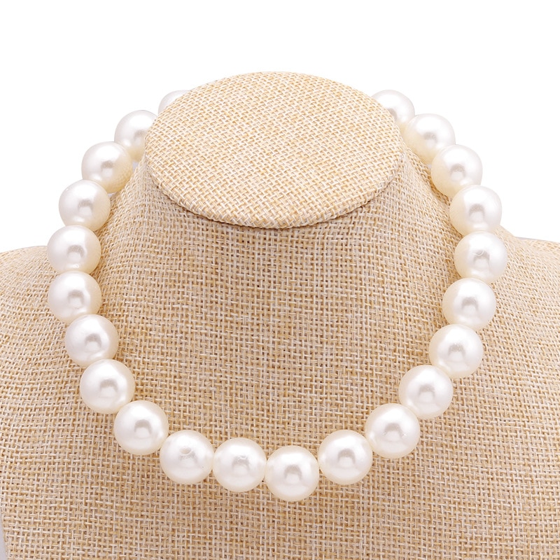 JCYMONG-gargantilla Simple de perla blanca de imitación para mujer, collar , perla redonda simulada grande, joyería para bodas, 5 tamaños,