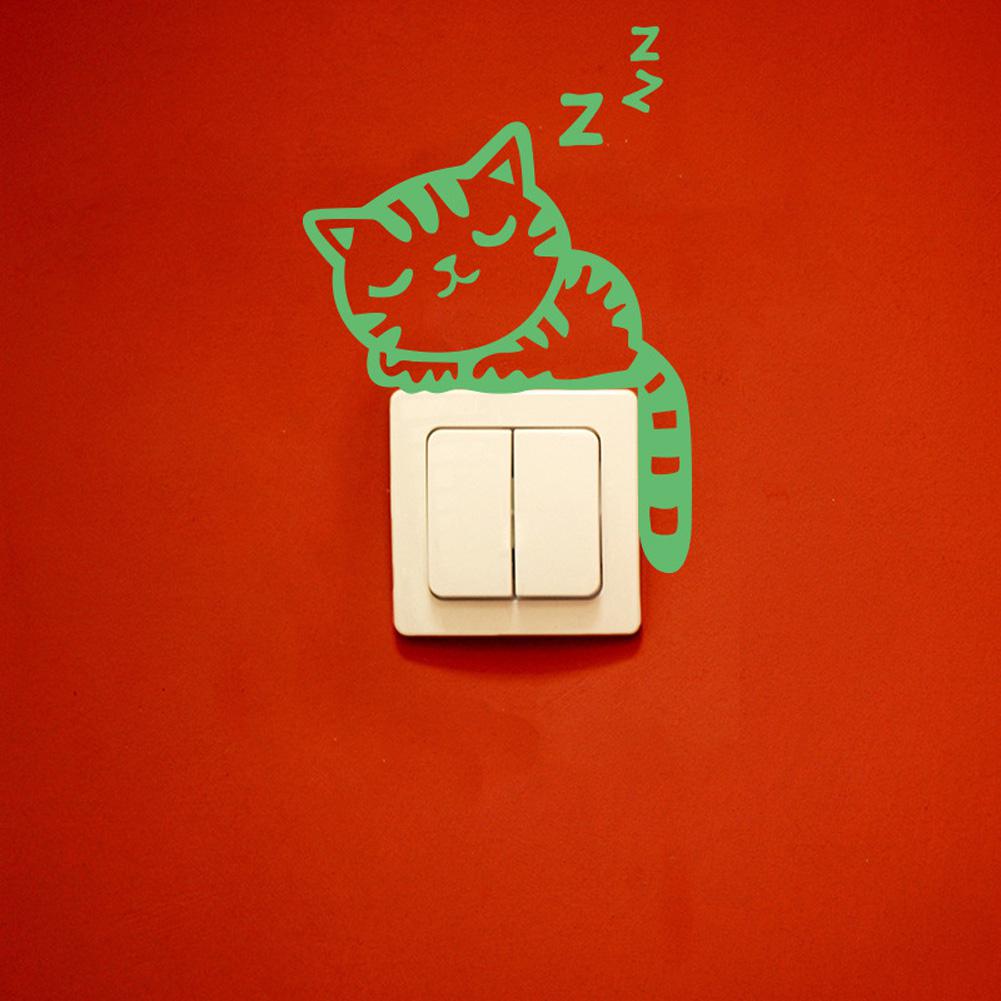 Selvlysende bryter klistremerke tegneserie fluorescerende klistremerker hjemmedekorasjon: Lat katt