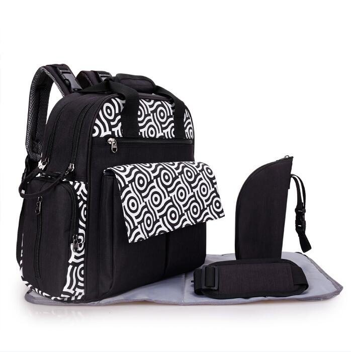 Alameda Convertible Diaper Bag Backpack Large Baby Bag Mummy Maternity Nappy Changing Bag with Stroller Strap for Baby Care: Black