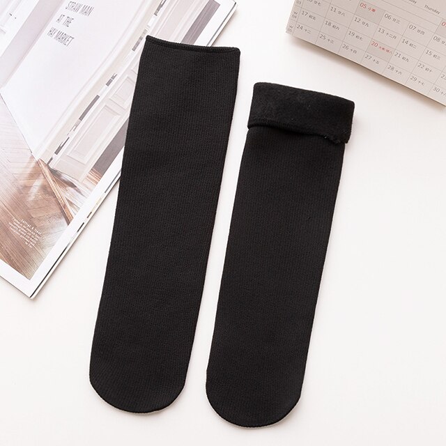 1Pairs Stripes Velvet Women Winter Warm Thicken Socks Soft Casual Solid Color Socks Wool Cashmere Home Snow Boots Floor Socks: C