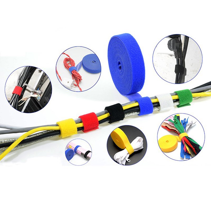 Kabelstropper, selvklæbende velcrobånd, nylonfastgørelsesbånd, krogstropper, ledningsorganisator, monteringsstrop til kabler