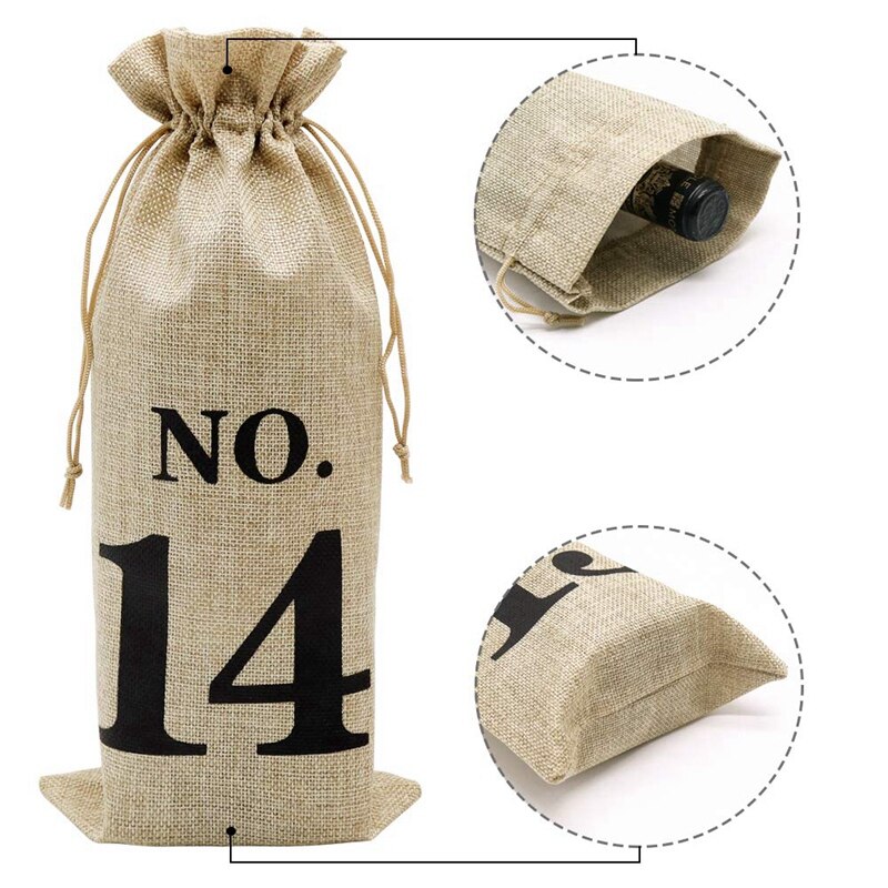 10Pcs Jute Wine Bags, Hessian Numbered Wine Bottle Bags with Drawstring for Blind Wine Tasting for Christmas Wedding Party