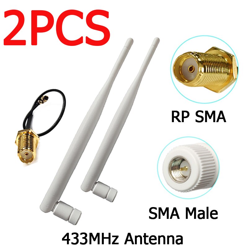 433 MHz lora Antenne 5dbi SMA Stecker 433 mhz IOT antena wasserdichte gerichtet antenne + 21cm RP-SMA/u.FL Zopf Kabel: 2Stck  MC
