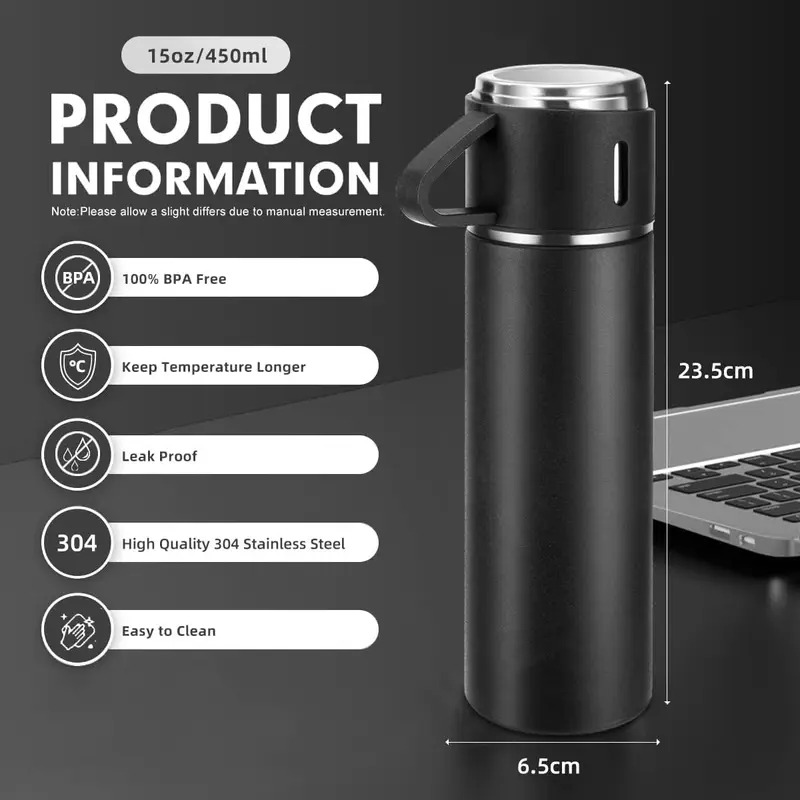 Coffee Thermos Stainless Steel Vacuum-Insulated Water Bottle Insulated Bottle with Cup for & Cold Drink Outdoor Travel Mug