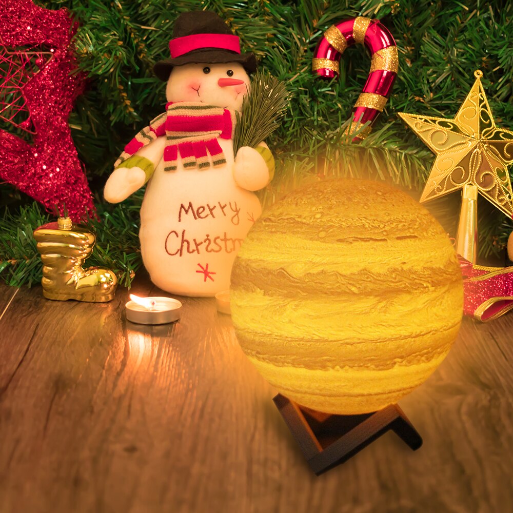 20cm/7.9in Moon Night Light 3D Printed Moon Globe Lamp Colors Warm and Cool White 3D Glowing Moon Lamp With Stand Touch Control