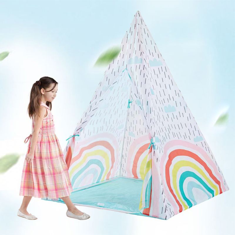 Children Bracket Assembly Tent Kids Play House Outdoor Activities Indoor Folding Teepee Pyramid Wigwam Baby Portable Playroom