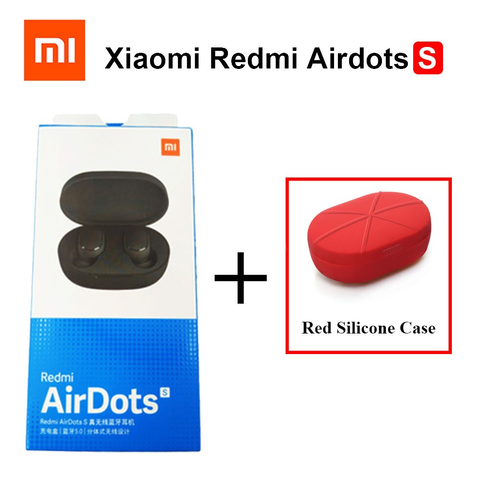 Original Xiaomi Redmi Airdots S TWS Bluetooth 5.0 Earphone Stereo Bass With Mic Handsfree Earbuds Noise reduction TWSEJ05LS: Add Red Case