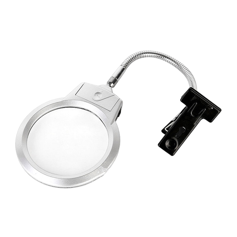 Lighted LED Lamp Magnifier Clip Table Top Desk Reading 2.25X 5X Magnifying DOM668