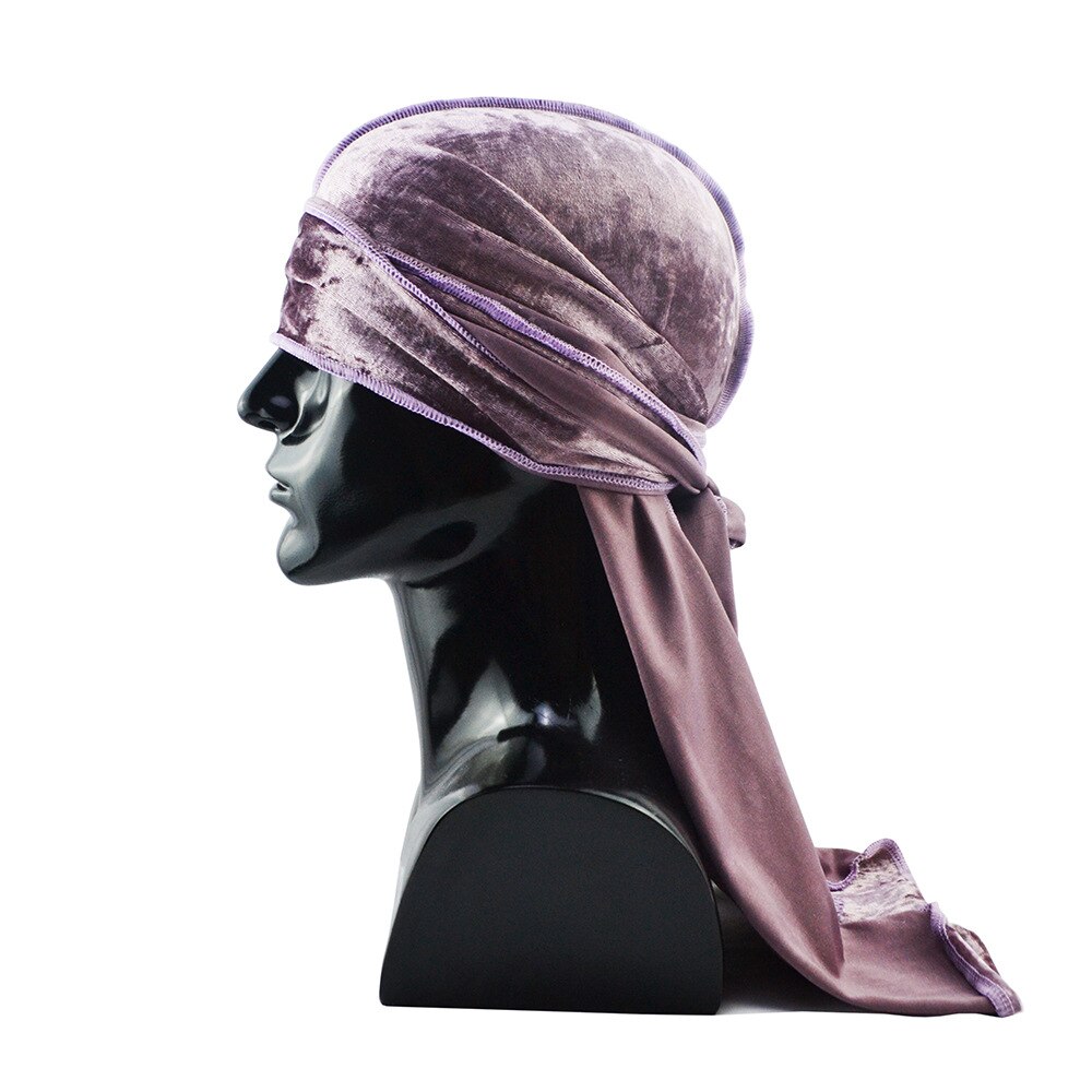 Velours Durag Pour Hommes Pirate Chapeaux Respirant Hiver Flanelle Longue Queue Chapeau de Danse de Rue Casque D&#39;équitation Fond Chapeau Hip-Hop Du chiffon: pink