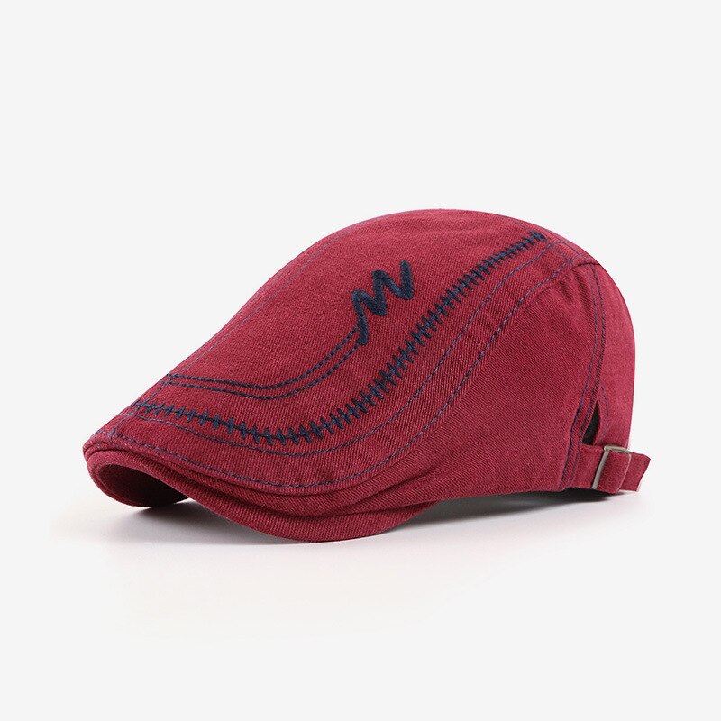 Casquettes gavroche classiques pour hommes, chapeau bec de canard en coton lavé, broderie en coton, casquette plate réglable, béret de boulanger vintage