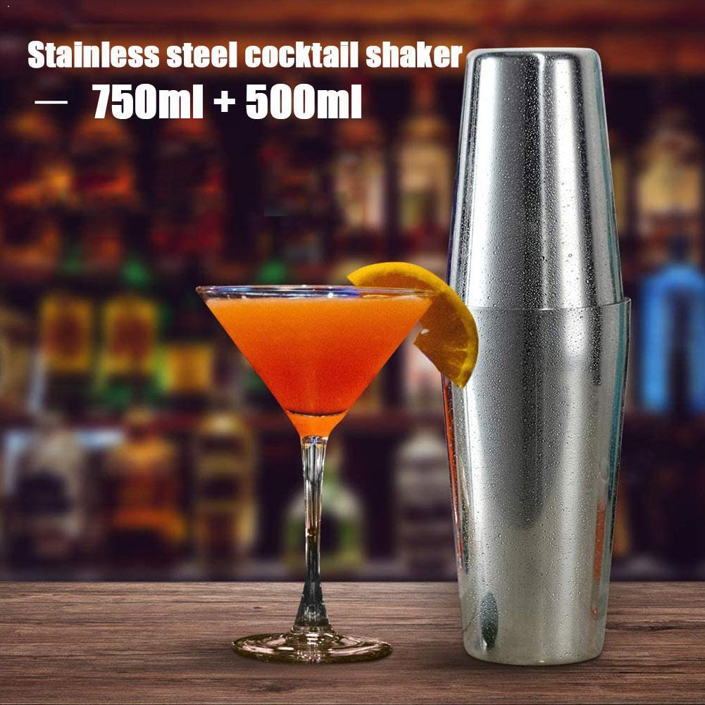 2 Stks/set Rvs Boston Shaker 750/500Ml Cocktail Accessoires Boston Shaker Shaker Cocktail Bar Barman Tool U0S5