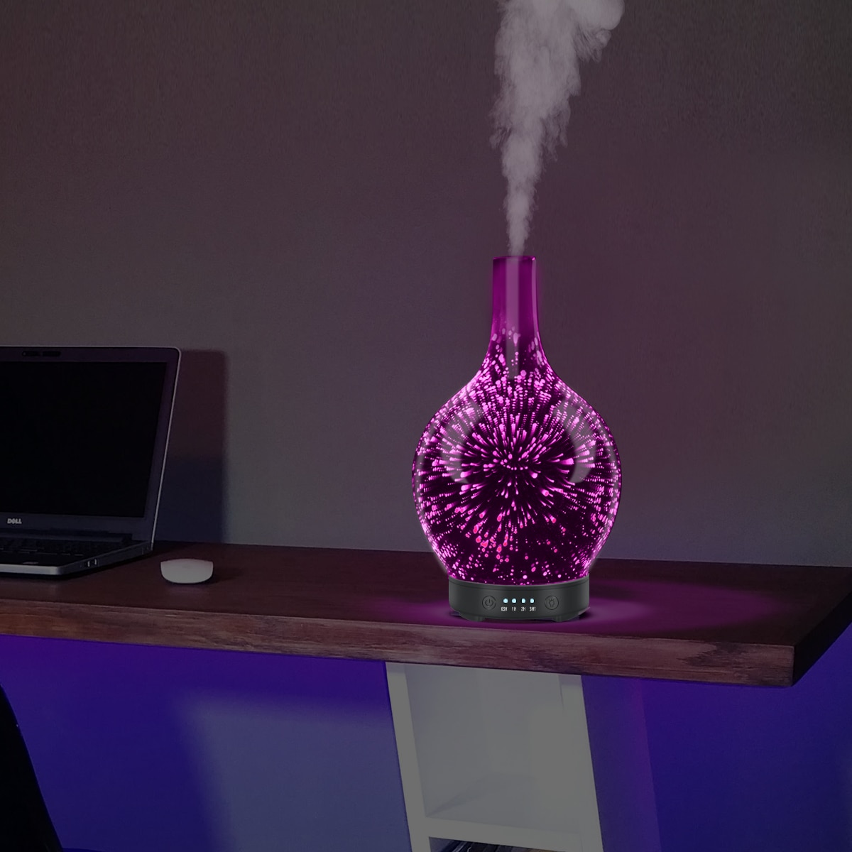 Aromatherapy Essential Oil Diffuser 3D Glass Vase Aroma Diffuser Changing and Waterless Auto Shut-off Cool Mist Humidifier