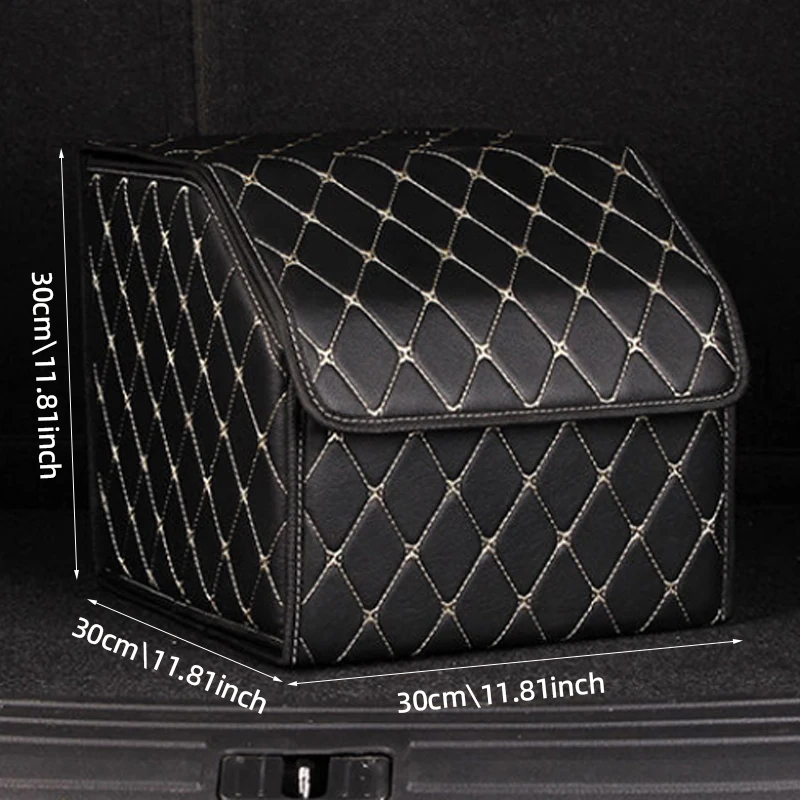 Boîte de rangement de coffre de voiture, grande capacité, sac de rangement d'outils multi-usage automobile, rangement pliable en cuir pour boîte de rangement d'urgence