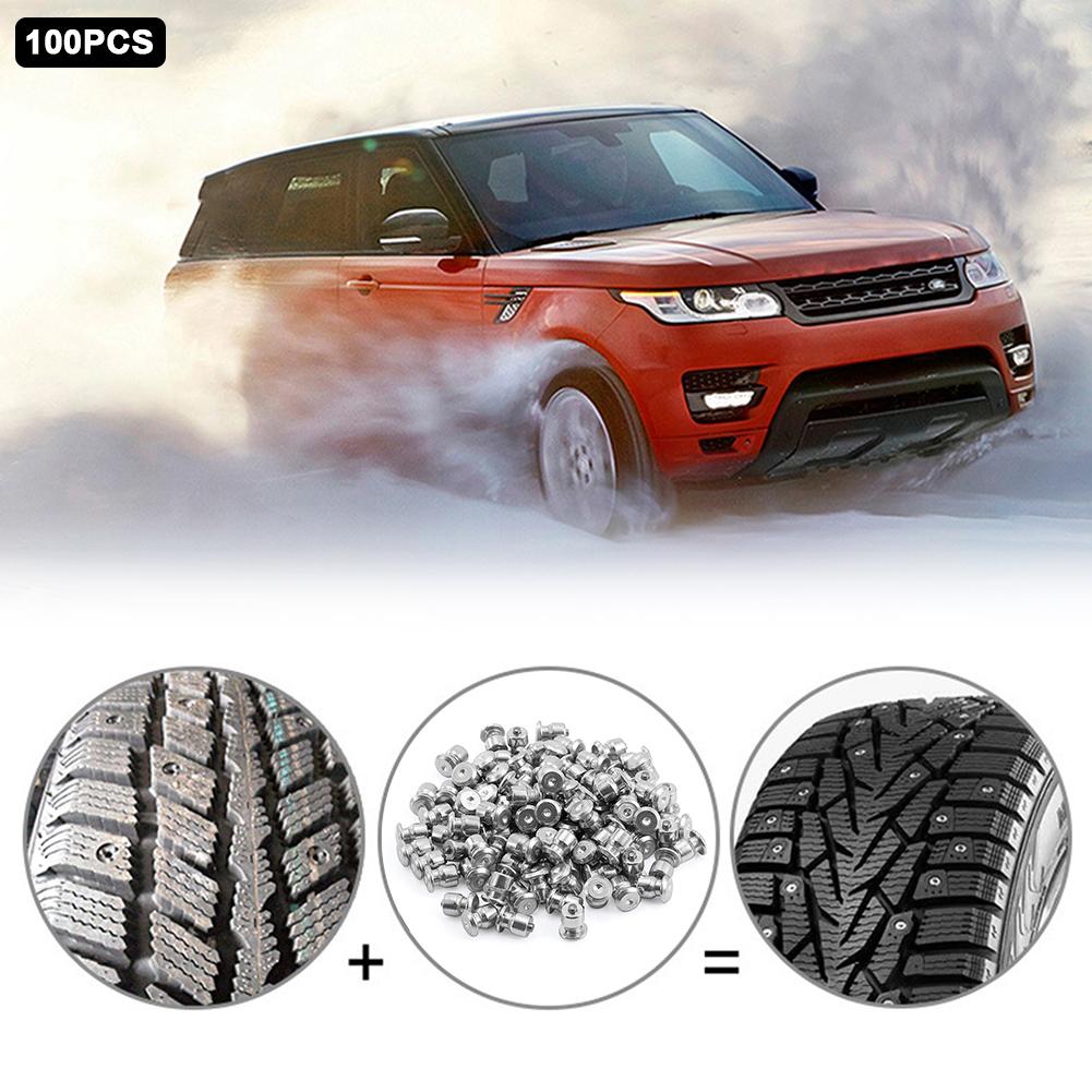 100 stk bildæk til studs skrue skridsikre sne dæk hjulspikes hårde legeringer studs 8-10-2al reparations pigge til dæk: Default Title