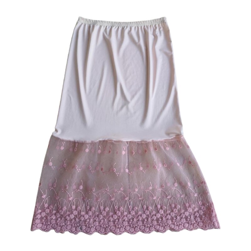 Spitze Halb Unterhose Röcke Verlängerung Elastische Taille A-Linie Aushöhlen Petticoat Unterrock
