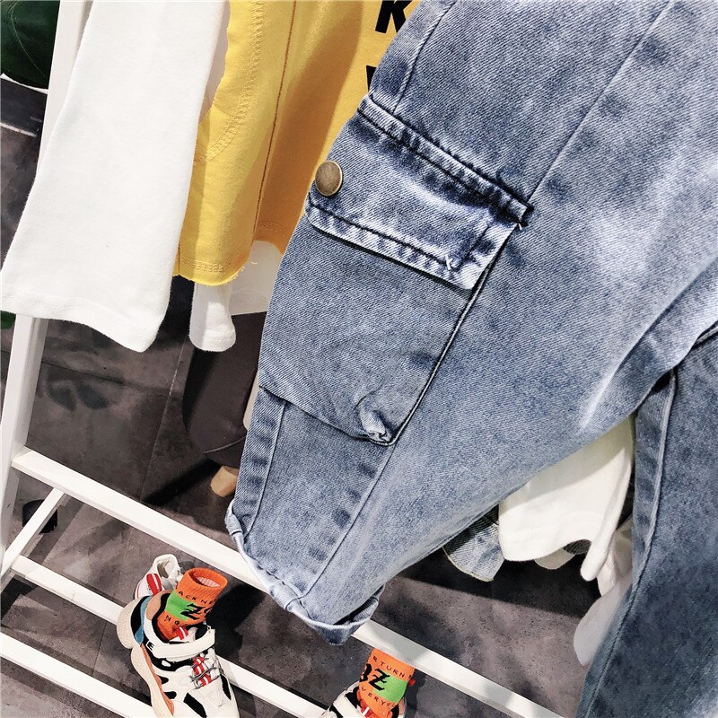 2 3 4 5 6 7 år småbarn gutter jeans casual koreansk storlomme dongeribukser for gutt vår barn bukser barn bukser