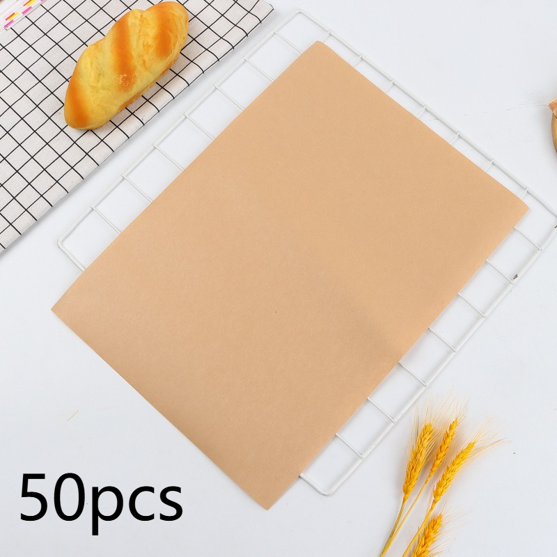 50pcs Large Size Thick Grease-proof Food Paper, Kraft Sandwich Wrapping Paper for Picnic Basket Lined Cooked Kitchen Accessories: Clear