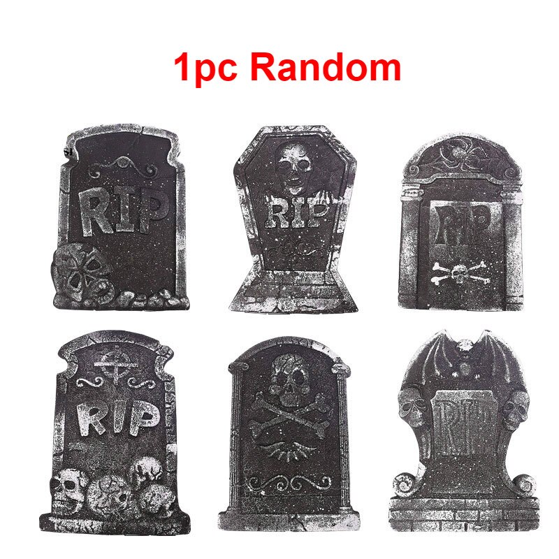 Halloween decoración de jardín esqueleto tumba Lápida con letras RIP Bad omens decoración de Casa Encantada asustar a los niños: 1PC Random Color