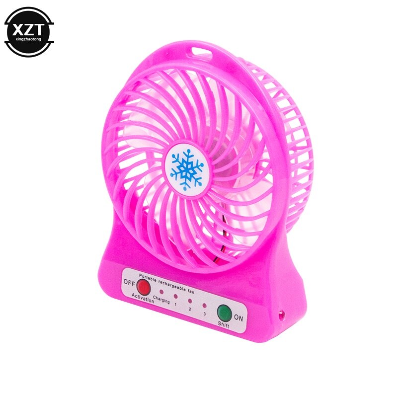usb Gadget Portable USB Fan Rechargeable LED Light Fan Air Cooler Mini Desk 18650 Battery Cooling Fan ventilador for laptop: Pink