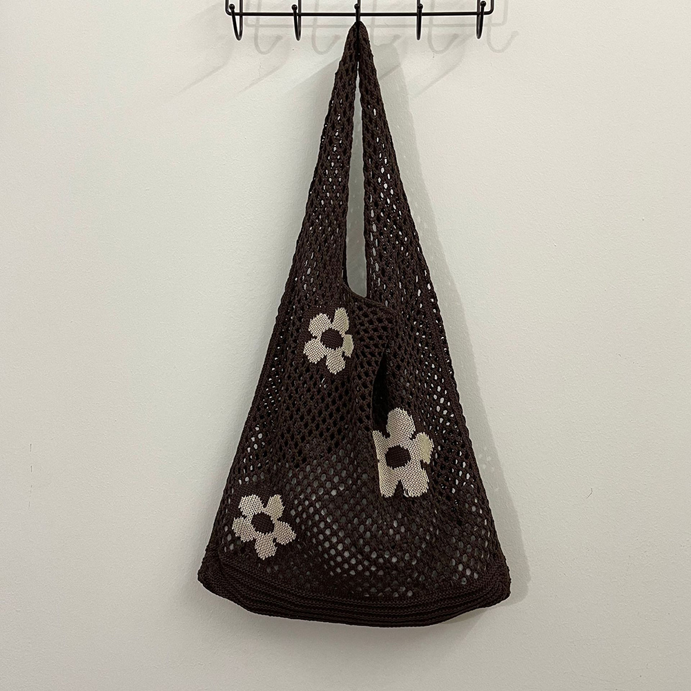 Draagbare Bloem Winkelen Mesh Netto Zak Fruit Opslag Milieuvriendelijke Weven Handtassen Groente Opslag Herbruikbare Opvouwbare Vrouwen Tassen: Coffee 