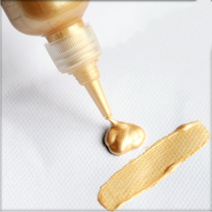60ml Golden Acrylic Paint Metallic Acrylic Paint Wall Paint Foguang Waterproof Liquid Hand-painted Pigment Needle Bottle: Champagne gold