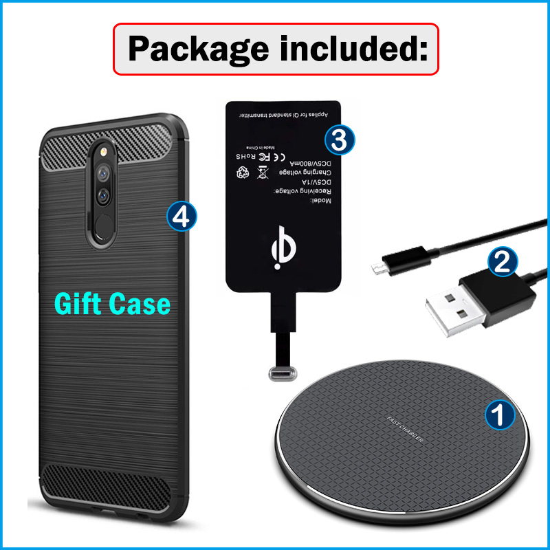 Qi Drahtlose Aufladen Empfänger für Xiaomi Redmi 8 8A 9 9T 10 Telefon Drahtlose Ladegerät Pad USB Typ-C Ladung Adapter fallen
