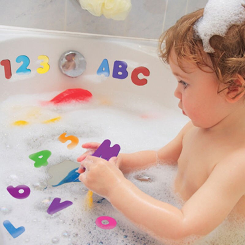 36 Uds bebé niños flotando baño juguetes para la bañera números y letras de espuma etiqueta de la pared