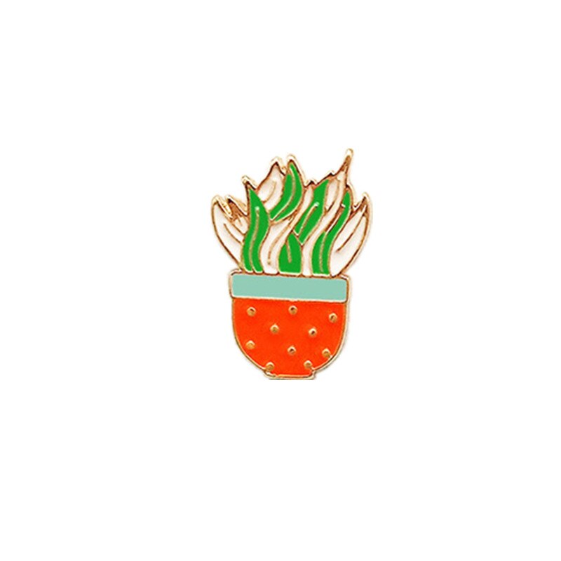 1 PCS Flower Pots of Cactus Brooch Badge Plants Metal Pin Badge Icons for Backpack Clothes Badges: 9